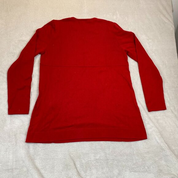 J.Jill Woman's Knit Tunic Sweater Small Red Long-Sleeve Cotton Blend Made In Chi - Picture 8 of 10